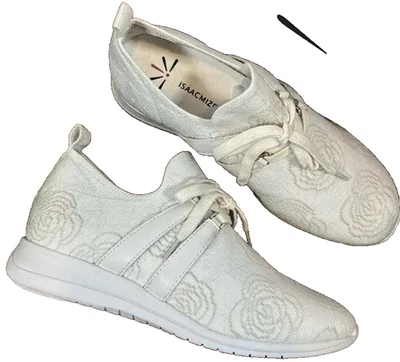 Zapatilla deportiva Isaac Mizrahi talla 5,5 blanca viva floral elástica tejida con mosca Foto 1 de 4