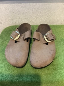Birkenstock Boston Grün Wildleder Leder Clogs Weich Flach Freizeit Unisex Schuhe Gr. 38 - Bild 1 von 10