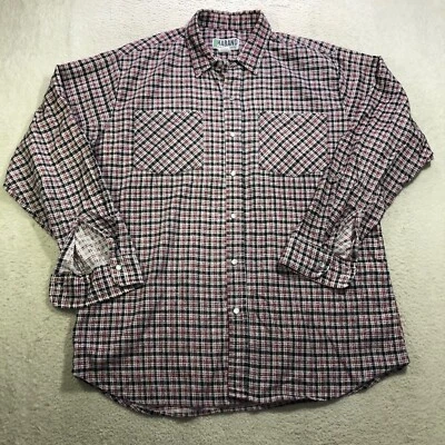 Vtg Haband Flannel Pearl Snap Shirt Mens Medium Pink Plaid Distressed Western - Image 1 of 4