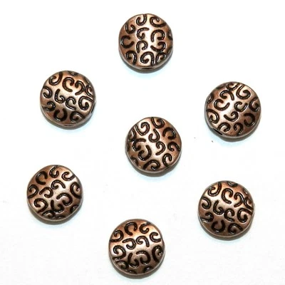 MB3126 Cuentas espaciadoras de metal con textura de remolino redondo plano de 7 mm de cobre envejecido 25 piezas Foto 1 de 4