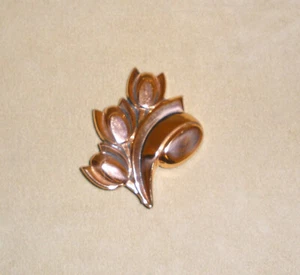 Vintage Renoir Shiny Copper Tulip Pin - Picture 1 of 7