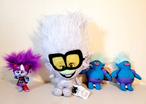 4 Piece Trolls World Tour Guy Diamond, Biggie & Trollstopia Ultimate Hair Doll - Picture 1 of 5