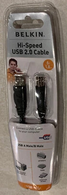Belkin HI-SPEED USB 2.0 cable 6 Ft USB A PLUG/B PLUG NEW - Image 1 of 2