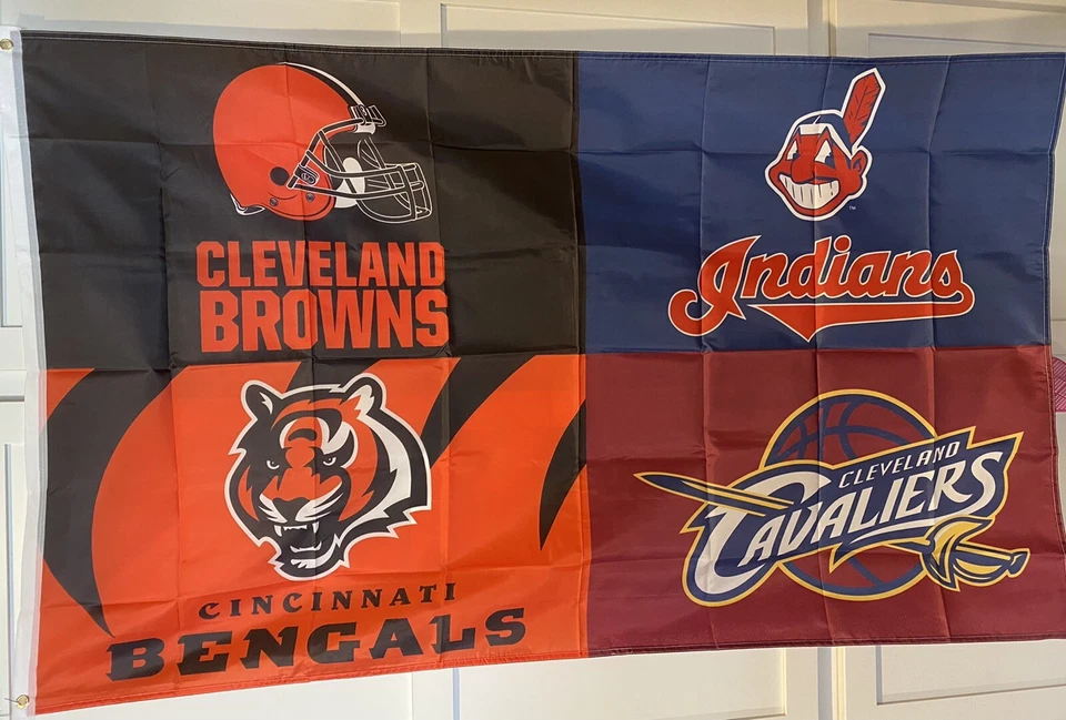 Bengals Brown’s Indians Cavaliers OHIO Equipos Deportivos (4) LOGO 3x5 Banderas Foto 1 de 1