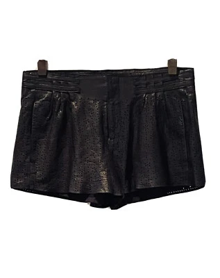 PASCAL MAGALI  Black 100% Real Leather Laser Cut Short  $450 Womens S Exc Cond’n - image 1 of 4