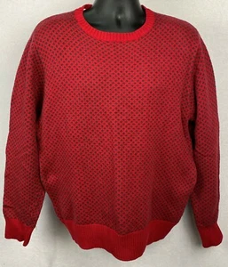 Suéter suéter rojo vintage original resistente a la intemperie talla L 100 % algodón cálido #22B - Imagen 1 de 7
