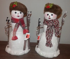 Collezione Katherine's Set 2 Pupazzo di Neve Sci Coppia 11" Decorazione Natalizia Invernale - Foto 1 di 6