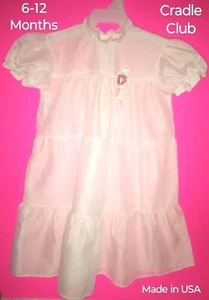 Vintage CRADLE CLUB Baby Girl Long White Gown 6-12 Months Lightweight Sheer USA - Picture 1 of 11