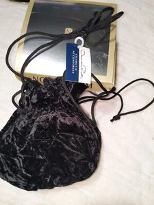 OSCAR DE LA RENTA Terciopelo Aplastado Cosmético Maquillaje Bolsa de Viaje Dibujo Cadena Nuevo - Imagen 1 de 5