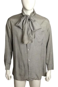JEAN PAUL GAULTIER- 1980s Grey Rayon Scarf Shirt, Size Large - Picture 1 of 5