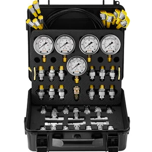 VEVOR Hydraulic Pressure Test Kit 5 Gauges 13 Couplings 14 Tee Connectors 5 Hose - Picture 1 of 12