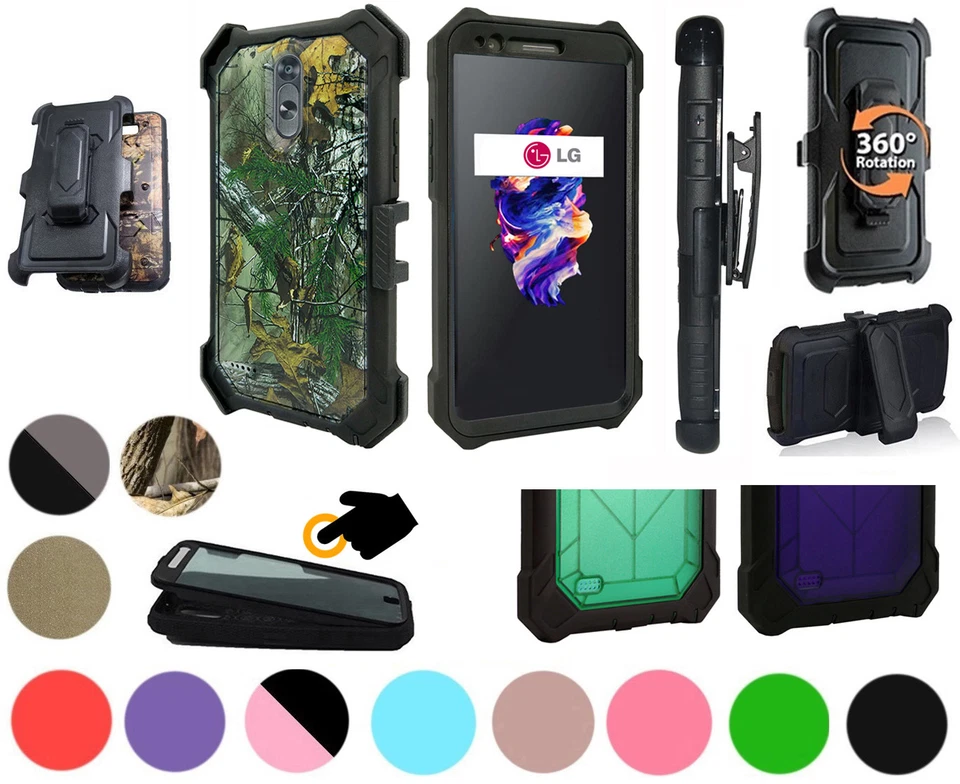 for 5.3" LG K10 2017 Harmony GRACE Case 360° Cover Screen Protector Belt Holster - Image 1 of 1