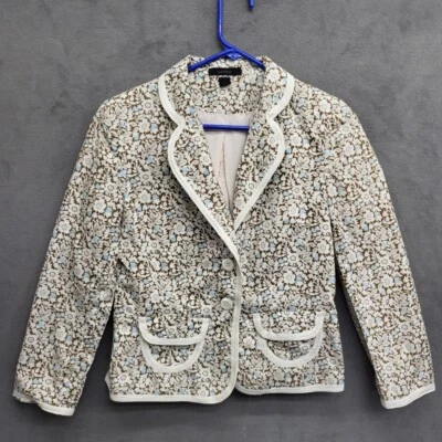 Blazer Express Mujer Talla 8 Floral Marrón Ligero Preppy Cottagecore Foto 1 de 4