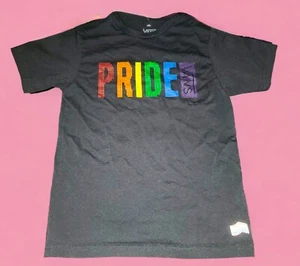 VANS Graphic Logo Crewneck T-Shirt Youth Size 7/XL Black Rainbow Pride Skater - Picture 1 of 5