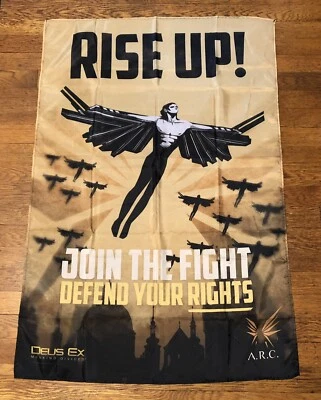 Deus Ex 27x40” Banner Flag Exclusive Promo Mankind Divided GameStop Fabric Cloth - Image 1 of 2