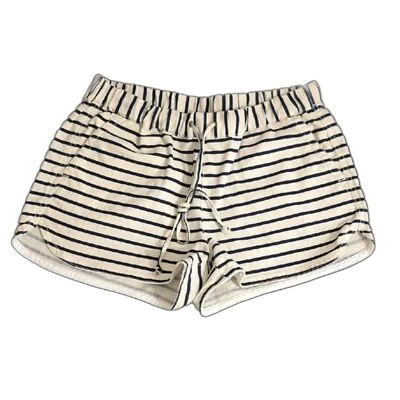 J. Pantalones Cortos Crew XS Azul Crema Rayas Cordón Lino Mezcla Algodón Náutico Foto 1 de 4