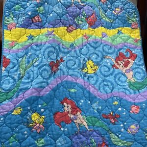 Disney Little Mermaid Baby Toddler Blanket Quilt Blanket Vintage 51"x39"