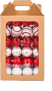 First Traditions Christmas Tree Ornaments, Red and White Ball Assortment, Set of - Picture 1 of 5