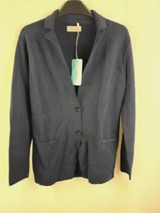 Men's Falconeri Blazer Cardigan 100% Fine Merino Wool Italian Size L Black - Picture 1 of 2