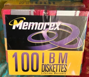 NOS 100 Pack Memorex Color Diskettes Disks High Density IBM NEW SEALED - Picture 1 of 3
