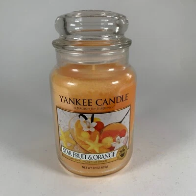 RETIRED Yankee Candle "STAR FRUIT & ORANGE Large 22 oz Unlit FRESH ~ RARE ~ NEW - Image 1 of 4