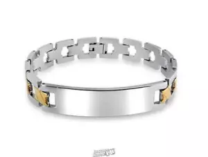 2-Tone ID Bracelet Two Toned Stainless Steel Monogrammed "Alex" - Picture 1 of 2