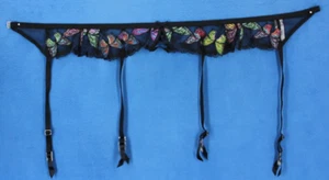 Fleur Du Mal Suspender Silk Lace Butterfly Garter Belt Size 1 #H219 - Picture 1 of 3