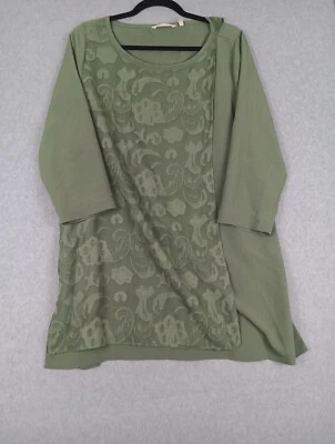Top túnica Sabina Soft Surroundings para mujer talla L verde salvia chifón floral Foto 1 de 4