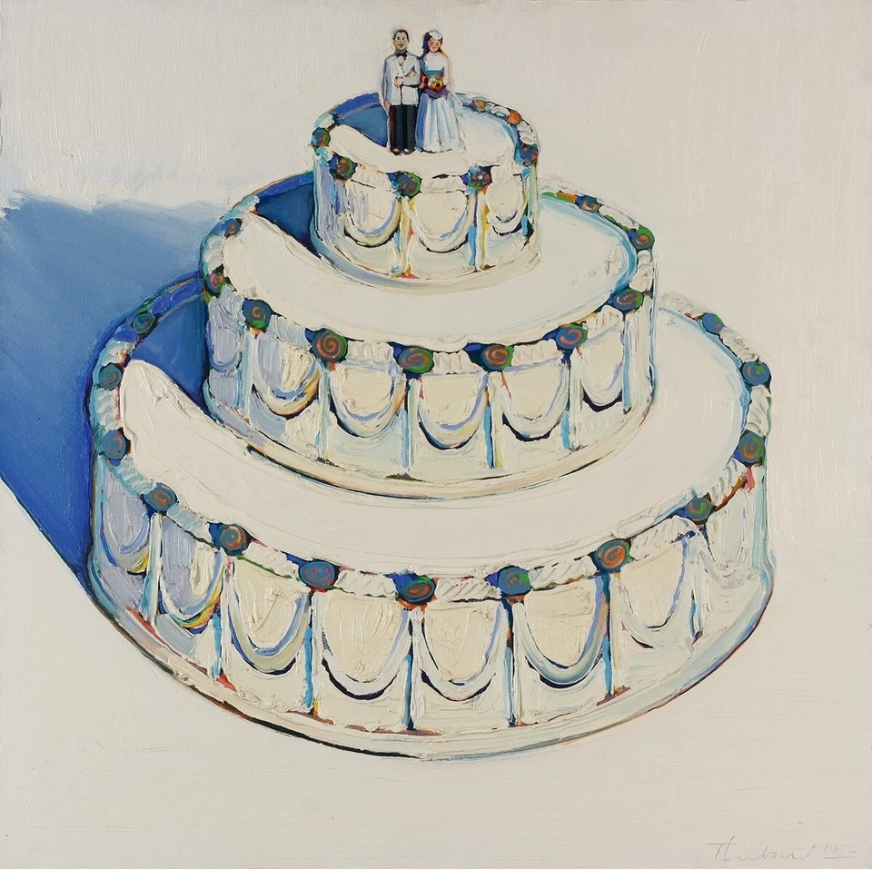 Pastel de boda, 1962 por Wayne Thiebaud Pop impresión de arte moderno 8x8 pulgadas Foto 1 de 1