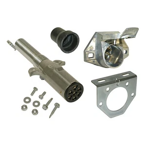7-Way Round Pin Trailer End Plug, Vehicle End Socket Kit - Pollak (11-702-KIT) - Foto 1 di 2
