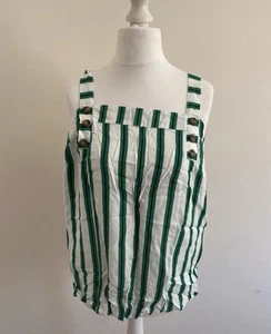 Matalan Top Womens UK 14 Green Stripe Strappy Square Neck Blouse Summer Holiday - Picture 1 of 4
