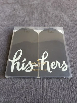RARE! Kate Spade Luggage Tags Honeymoon His And Hers Black And White - BRAND NEW - Image 1 of 4