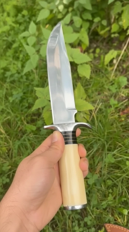 Handgefertigtes Bowie  Messer – D2 Stahl Jagdmesser mit Lederscheide - Bild 1 von 1