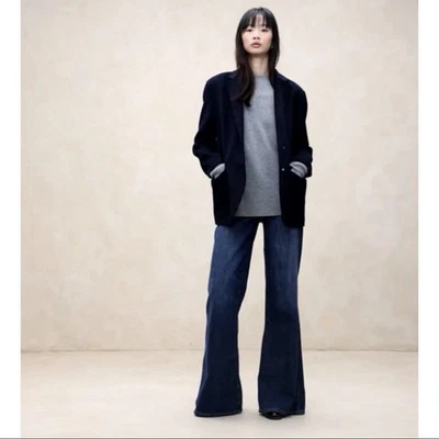 NWT Banana Republic Nelli Oversized Wool Double-Faced Blazer Navy Women’s Medium - Image 1 of 4