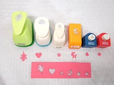 Paper Punch Lot of 5 Marvy & Recollections leaf, heart, snowflake, deer, tree - Image 1 of 4