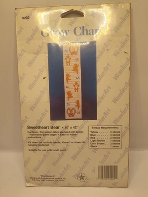 Grow Chart Sweetheart Bear Stamped Cross Stitch New In Package Free Shipping  - Image 1 of 2