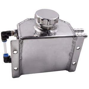 Universal Aluminum Coolant Radiator Overflow Recovery Water Tank Bottle & Cap 1L - Picture 1 of 16