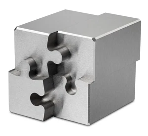4-Piece Puzzle Cube – Wire EDM Cut Zero Tolerance Stainless Steel Desk Trinket - Picture 1 of 9
