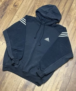 Vintage Adidas Men’s Black Sun Faded Striped Hoodie Sweatshirt/Sz: M - Picture 1 of 6