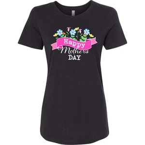 Inktastic Happy Mothers Day With Banner And Flowers Women's T-Shirt Mother Tees - Picture 1 of 3