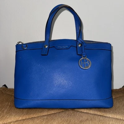 Bolso de mano de cuero de lujo Henri Bendel West 57th AZUL BRILLANTE Foto 1 de 4