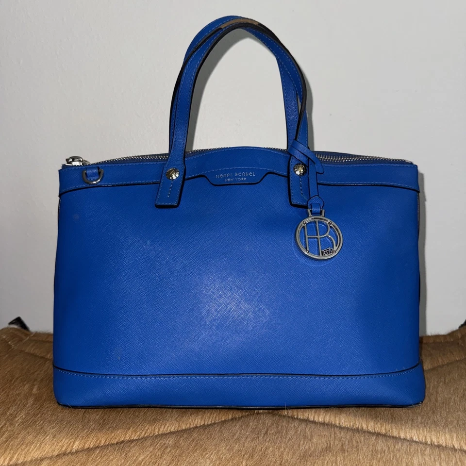 Luxury Leather Henri Bendel West 57th BRIGHT BLUE Purse Handbag - Image 1 of 4