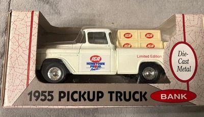 NIB Ertl IGA Hometown Proud 1955 Ford F100 Pickup Truck Bank Die Cast Metal 1:25 - Image 1 of 4