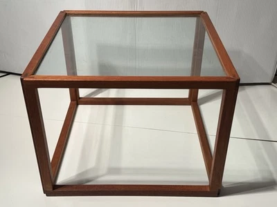 1960s Jointed Teak & Glass Cubed Side Or Drink Table by Kai Kristiansen - Image 1 of 4