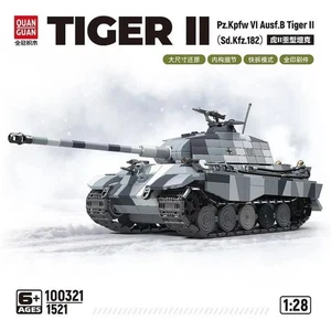 WWII German Pz.Kpfw VI Ausf.B Tiger II Snow Camo Tank 1521 Pcs Building Bricks - Picture 1 of 7
