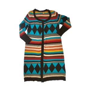 Wrangler Southwestern Western Ranch Cardigan Sweater Knit Duster Women's Large - Picture 1 of 7