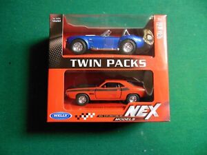 Nex Welly Twin Packs 1965 Shelby Cobra 427 1970 Dodge Challenger 1:34 Scale