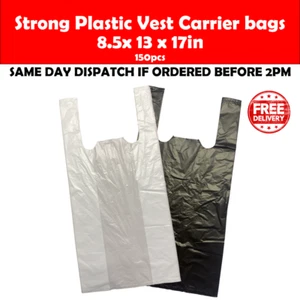 150x CT Packaging Strong 8.5x13x17" Plastic Vest Bottle Carrier Bags FREE P&P✅ - Picture 1 of 3