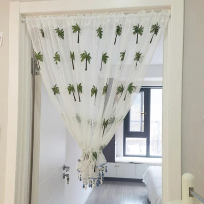 Rideau Court En Dentelle De Gaz Avec Franges Perles Moderne - Photo 1/4