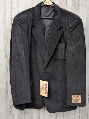 Винтажный Duke Haband широкий Wale вельветовый блейзер куртка мужская 44L черный Western 80-х новый с Ярлыками - Изображение 1 из 4